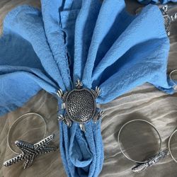 12 Pcs Napkins Rings And Cotton Napkins 