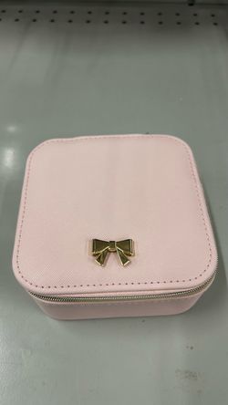 Pink Travel Jewelry Box with Bow Detail
