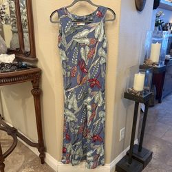 Vintage HILO HATTIE Multicolor Tropical Floral Sleeveless Maxi Dress Size Medium