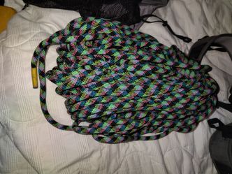 Rock climbing gear.