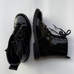 Black Combat Boots Lace-Up – Kids Size 4