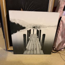 B/w Serene Dusk Pier Photo Wall Art Print | Coastal Sunset 