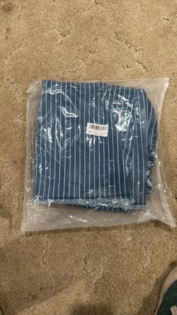 Blue Pinstripe Wide Leg Cropped Jeans – Size Large