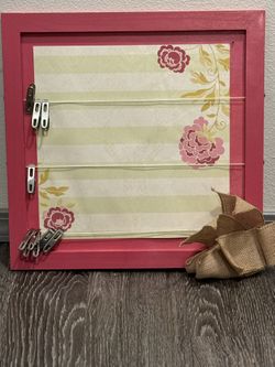 Wooden Pink Bohemian Adorned Hand Painted Wall Board