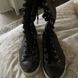 Tie up high top converse