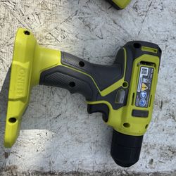 Ryobi 18 V Drill And 40 V Charger And Pressure, Washer, Brush And 40 V Weedeater And Edge Your Attachment