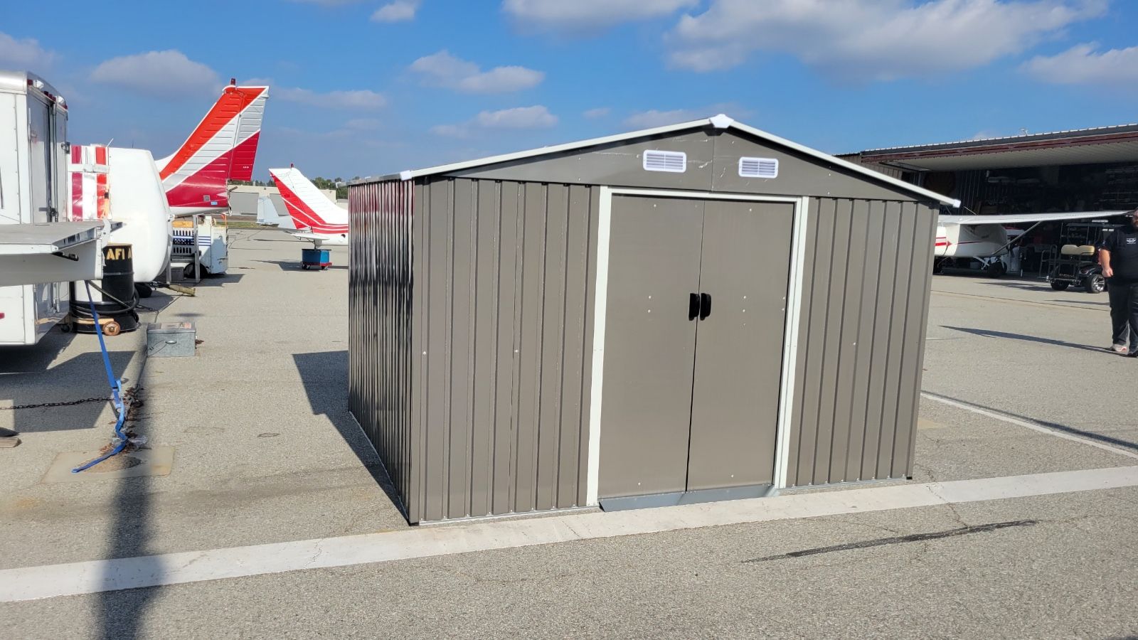 (New in box need assemble)10x8 8’ L x 10’ W x 6.’ H galvanized steel Metal Storage Shed Outdoor Garden Backyard 8’x10’ Storage