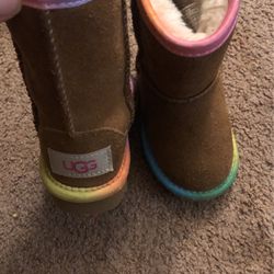 Toddler Ugg Boots. Brown & Rainbow. 6C