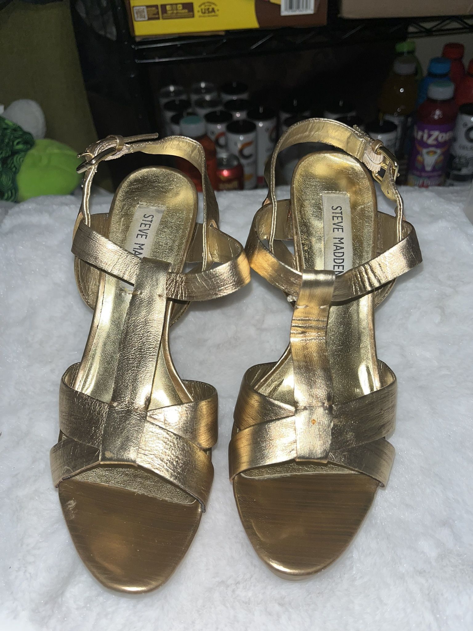 Steve Madden Gold Platform Heels
