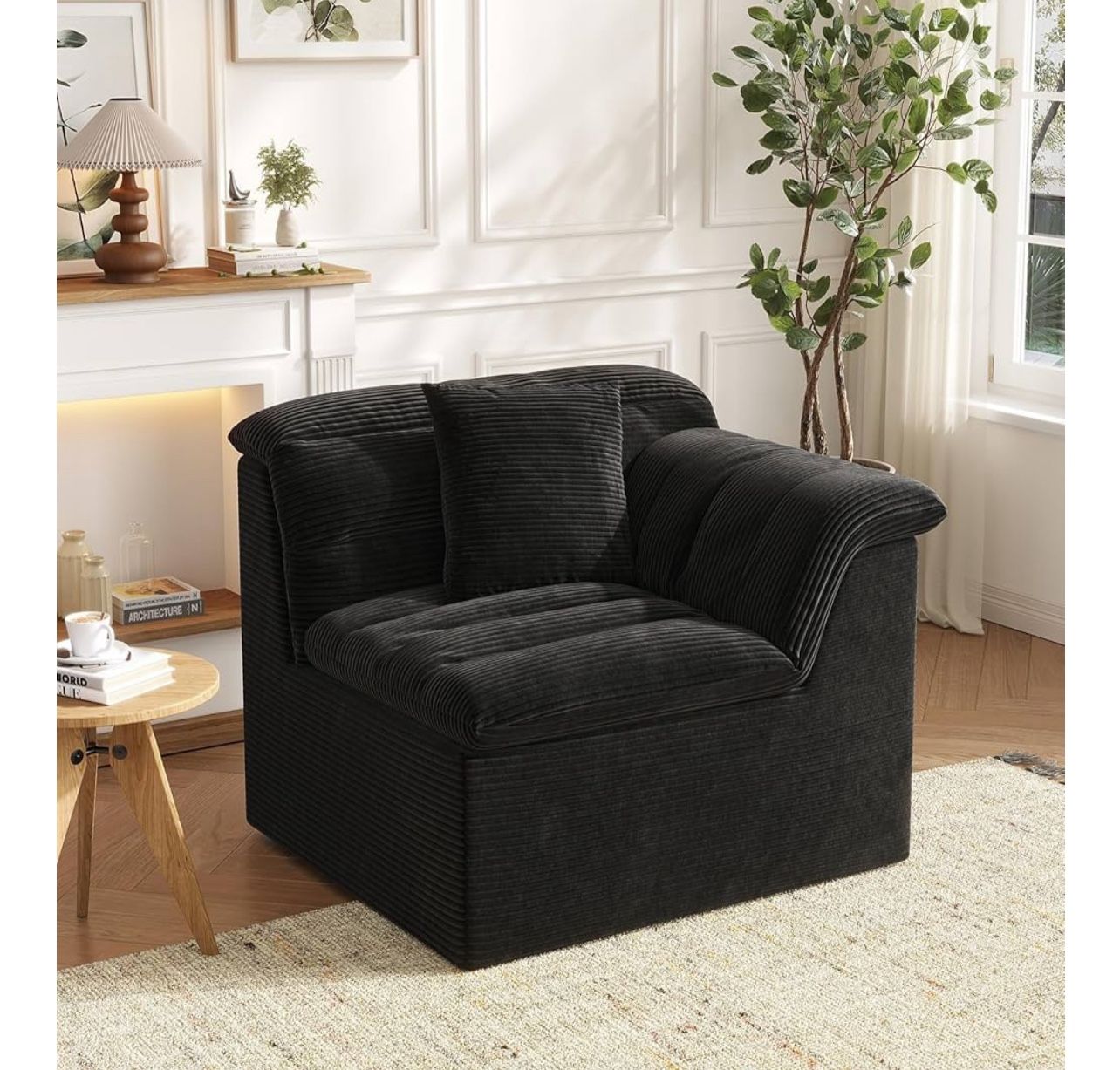 Brand New In The Box- 44" Cloud Sectional Couch with Single Arm, Modern Compressed Sofa, Comfy Sleeper Sofa, Corduroy Upholstered Couches for Small Sp