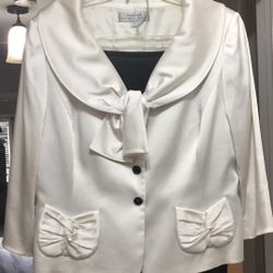 Satin White And Black Skirt And Blouse