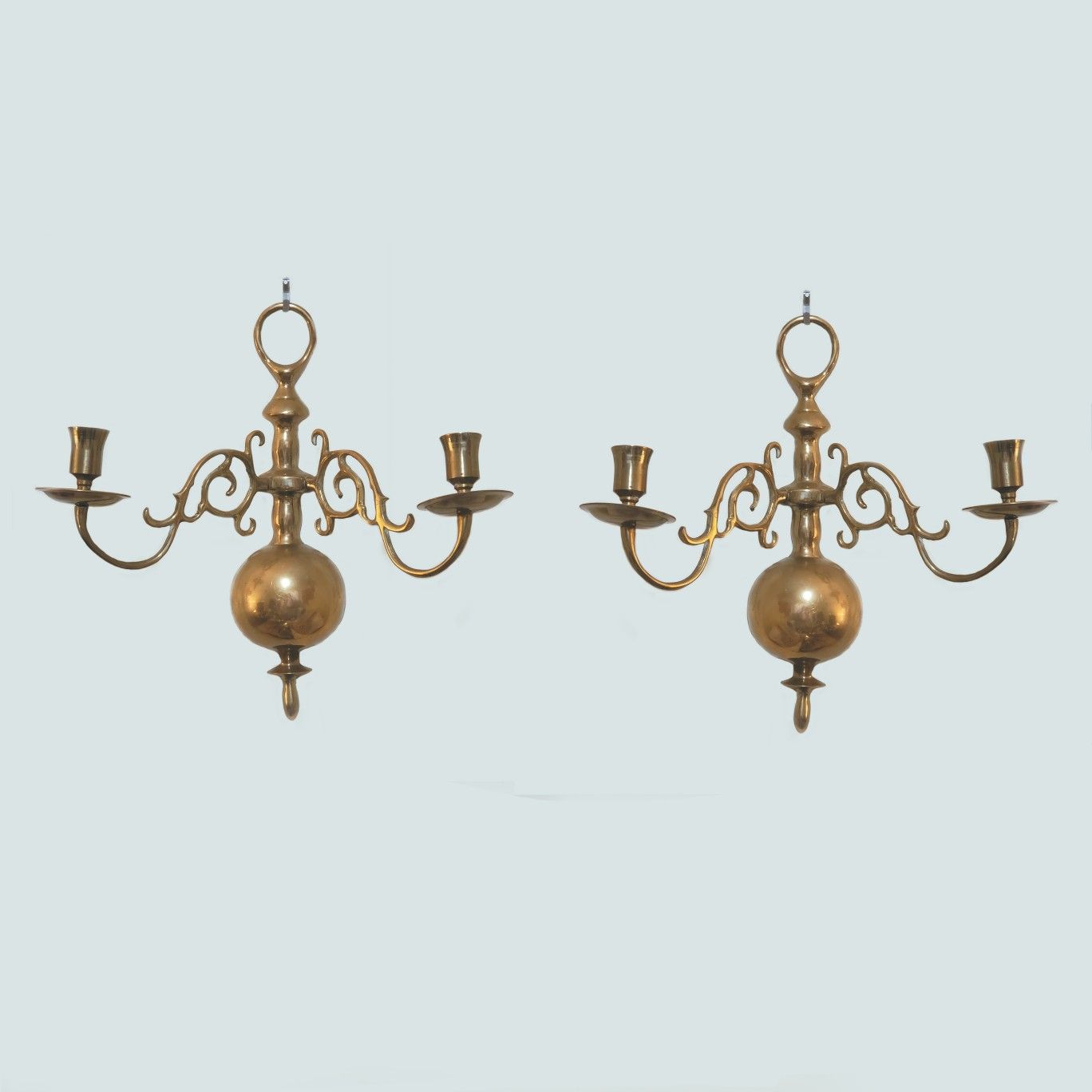 Pair of Brass Sconces Candleholders