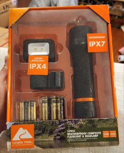 Ozark Trail Flashlight And Headlamp Waterproof *new*