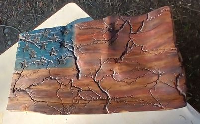 Lichtenberg Wood Burned American Flag Art