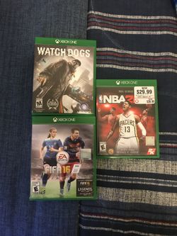 Xbox one games (Watchdogs, 2K17, FIFA 16)
