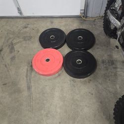4 - 45lb Titan Fitness Bumper Plates 