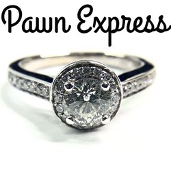 14K Diamond Halo Engagement Ring 
