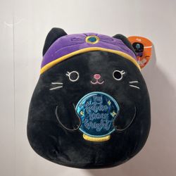 New w/Tags 9" Squishmallow Bly Psychic Cat Black 2022 Halloween Stuffed Animal