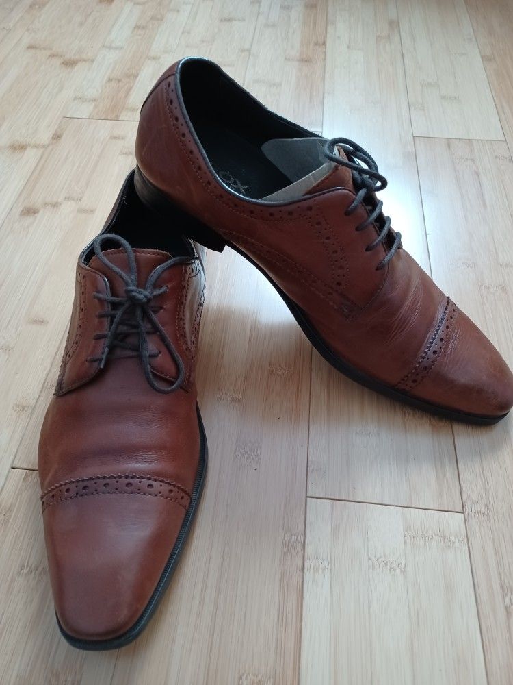 Brown Leather Geox Respira Italian Shoes Sz 42