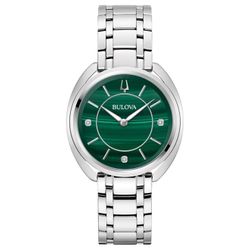 Bulova Classic Diamond Malachite Stainless Steel Quartz Women's Watch, 34mm