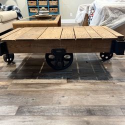 Antique Rail Cart Coffee Table 