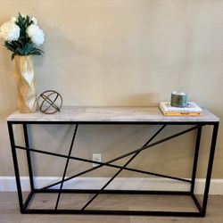 Faux Marble Skinny Console Table 