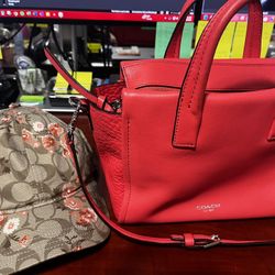 COACH- Bleeker Coral Purse W/ Brand New Matching Hat