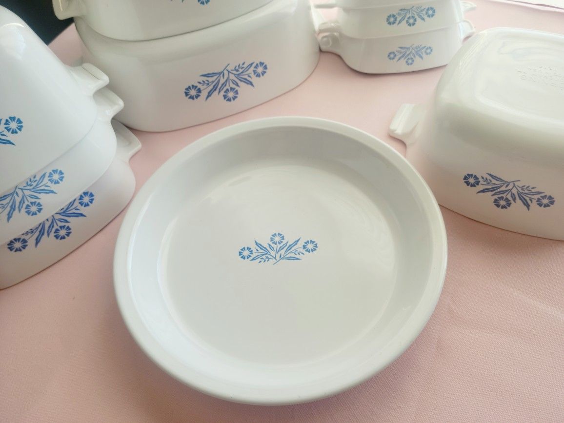  Vintage Corning Ware Pyrex Blue Corn flower 12 Piece Lot