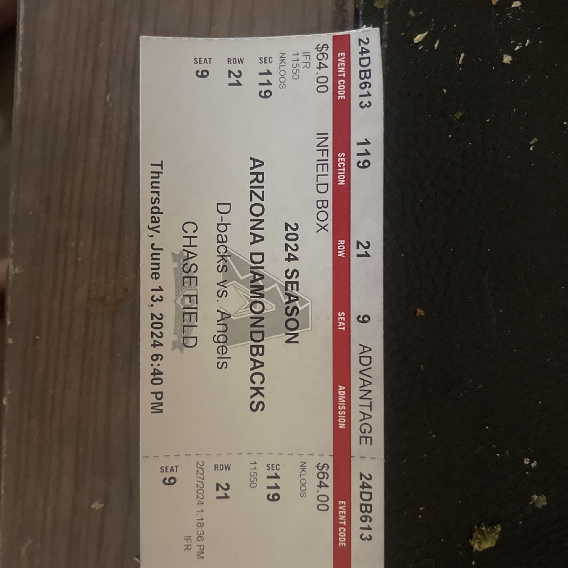 D Backs Tix 6/14