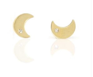 Half Moon Stud Earrings in 18k Yellow Gold Children's Jewelry