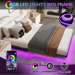 FULL OR QUEEN FLOATING BED FRAMES WITH LIGHTS/USB/CHARGING STATION🚨DOES NOT INCLUDE MATTRESS 👇CROSSROADS 👇