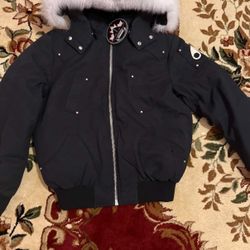 Moose Knuckles Jacket Size L Brand New White Fur Silver Logo