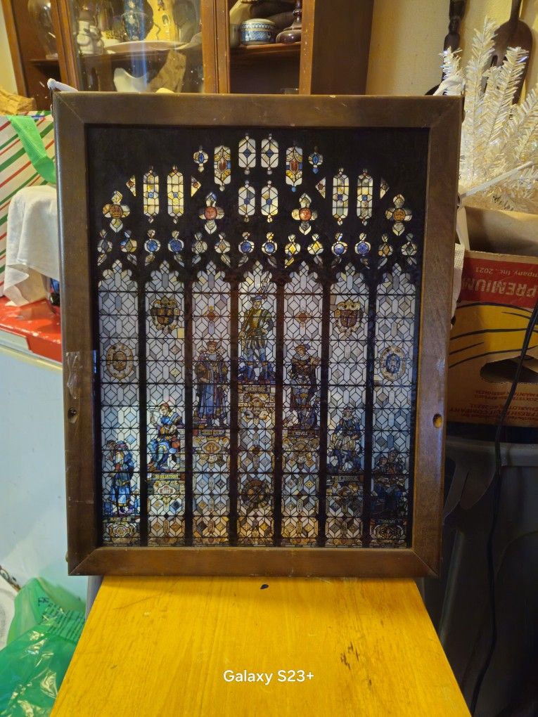 Stained Glass Tableau "The Seven Stages of Man" After Nicola d'AscenzStained Glass Tableau "The Seven Stages of Man" After Nicola d'Ascenzoo