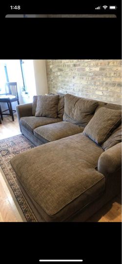 Brown Fabric Sectional Sofa with Chaise
