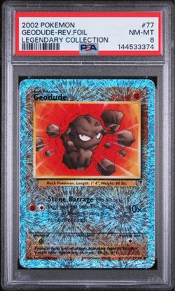 Pokémon Card Geodude 77/110 Reverse Foil Legendary Collection 2002 Rare PSA 8