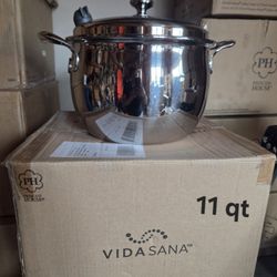 Caldero De 11qt De Acero Inoxidable 5ply Vida Sana