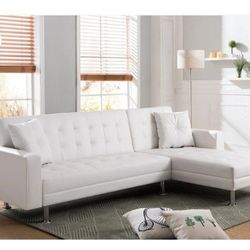 White Sofa Sectional Chase Sleeper