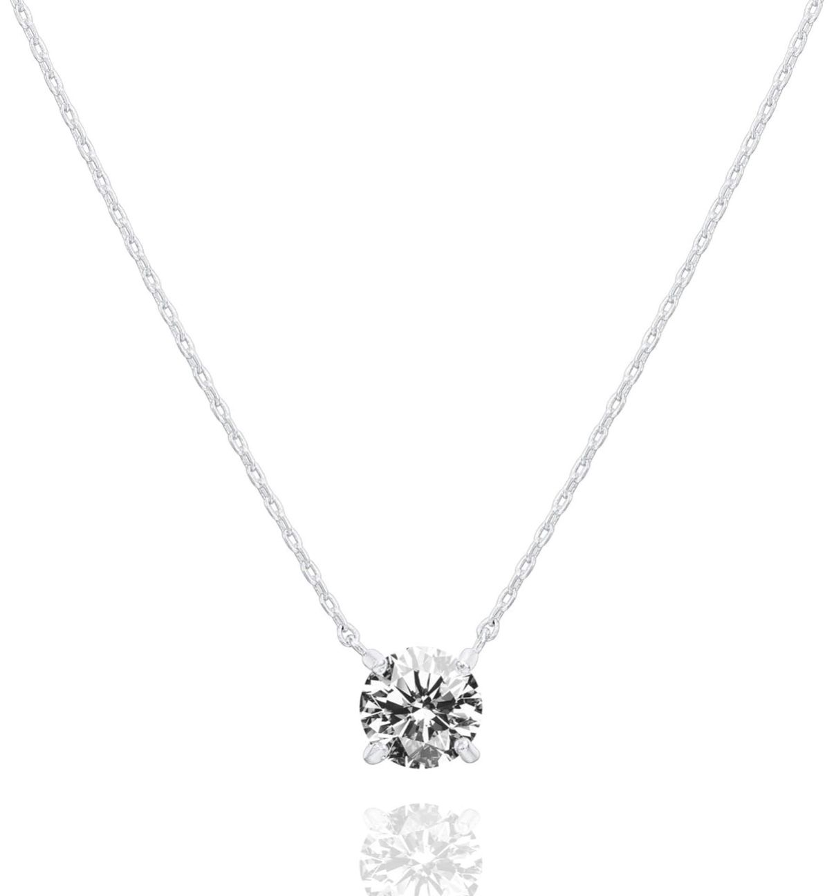 1.5 Carat CZ Single Stone Necklace - 18K Gold Plated Sterling Silver
