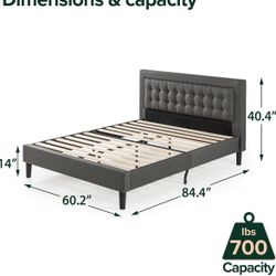 QUEEN -  Upholstered Platform Bed Frame