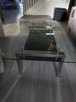 Glass and chrome table