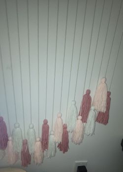 Large White and Pink Macrame