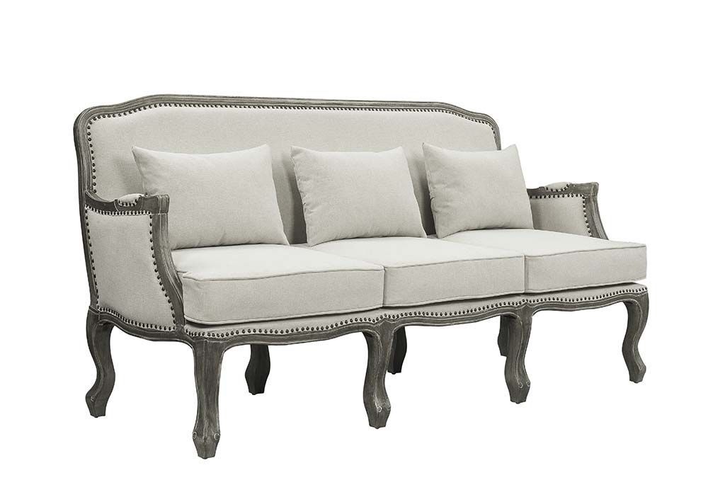 FRENCH INSPIRED STYLE CREAM LINEN BROWN FINISH SILLON