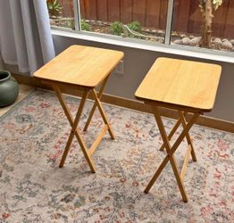 Pair of Wooden Folding TV Tray Tables