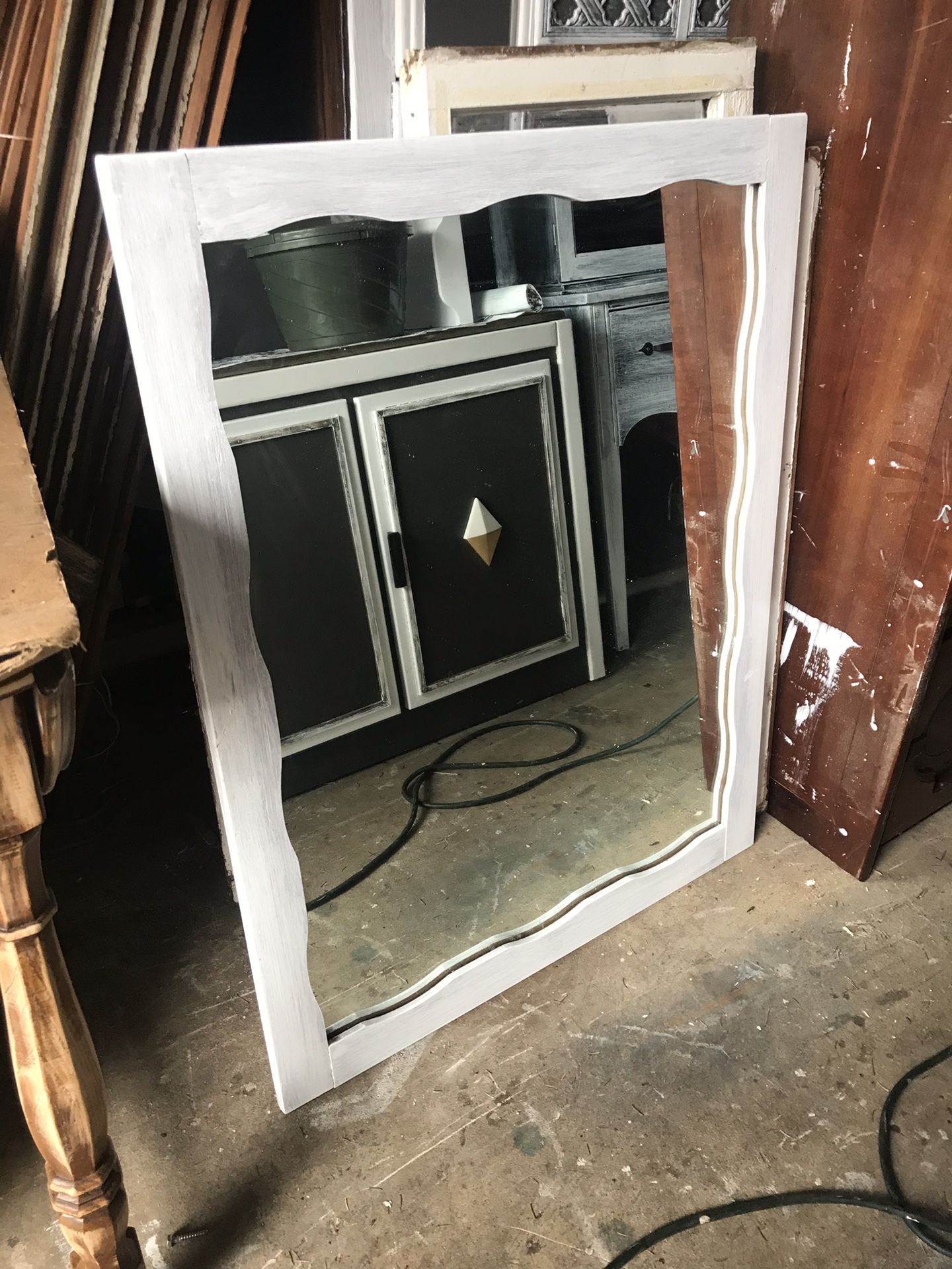 Wood framed mirror