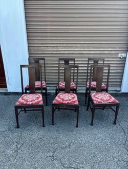 Set of 6 Wood Dining Side Chairs