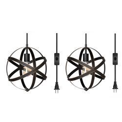 Set of 2 Plug in Pendant Hanging Lights
