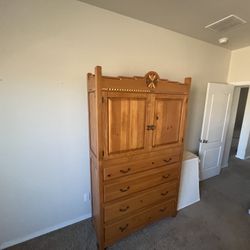 Solid Wood SW Bedroom Set - Bed & Armoire - Easy Pickup!