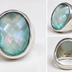 JGD Janice Girardi Sterling Silver 925 Aqua Chalcedony Ring – 12g