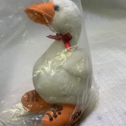 Sporto Duck Wearing Shoes Advertising Plush Stuffed Animal Toy White Orange 7”
