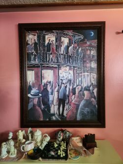 Stunningly Framed Orleans Street Scene Painting